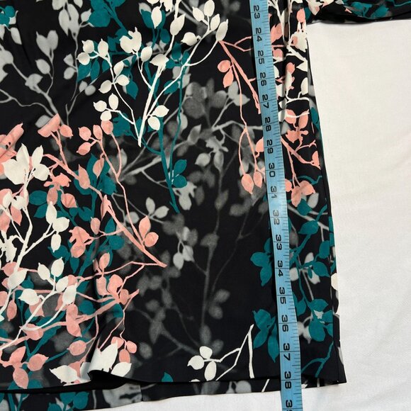 NWT roberto cavalli Dress Leaf Botanical Print Knit V-neck Black Green Pink US 6 - Picture 10 of 16